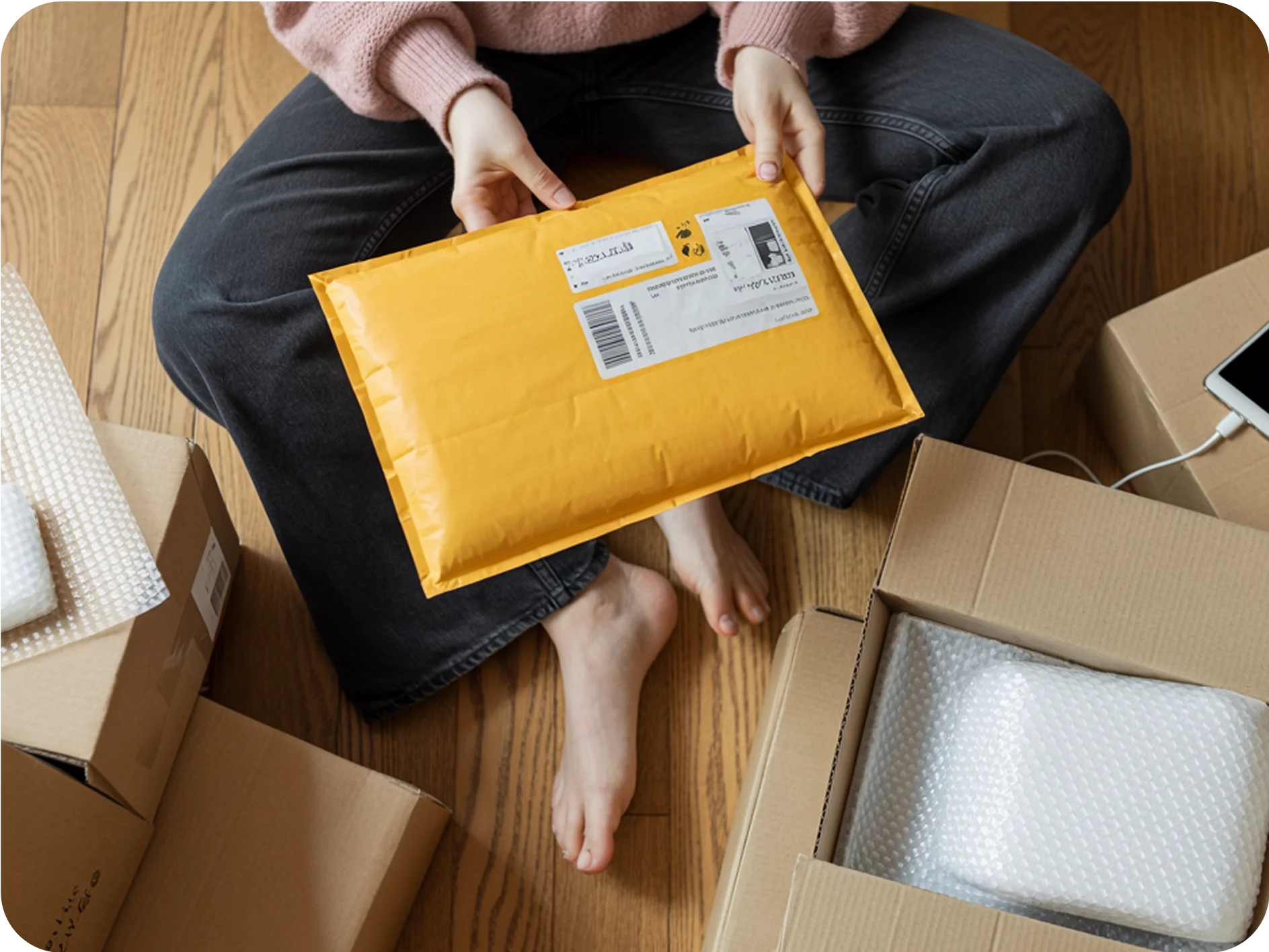 image of parcel unboxing